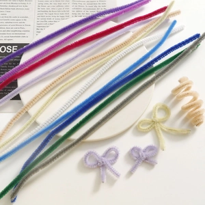 Colorful velvet plush craft stems for DIY jewelry making and flexible creative modeling