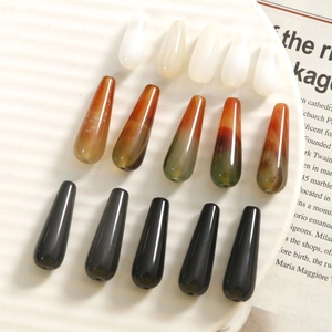 Gradient Water Drop Glass Beads Perforated Drip Glue Agate Style DIY Beads For Earring Hair Clip Mobile Phone Case Material