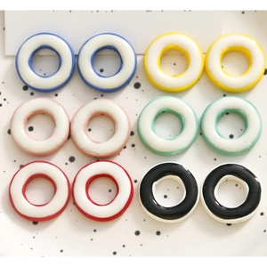 Cuentas Geométricas Huecas de Resina Colorida Forma de Dona Accesorios de Joyería Acrílica para Pendientes Decoración