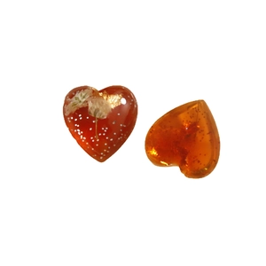 Caramel gold foil dried flower heart resin accessories for earrings and hairpins