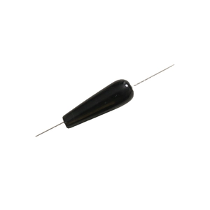 Glossy black teardrop agate bead on silver wire for DIY earring and jewelry making