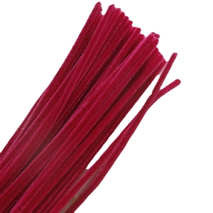 Deep pink flocked velvet chenille stems for DIY jewelry and creative handmade crafts