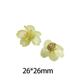Detailansicht der 26x26mm hellgrünen Acryl Orchideenblüten für DIY Schmuck Bastelarbeiten