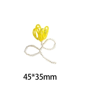 Detailansicht des handgefertigten Tulpens-Anhängers in Gelb mit 45*35mm Größenangaben