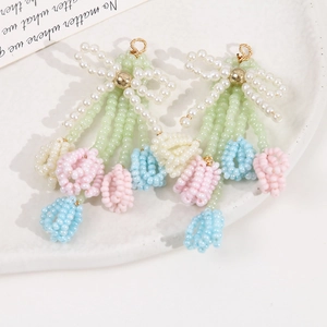 Handgemaakte Kralen Tulp Boeket Strik Kwastje Oorbel Hanger Voor Vrouwen Franse Stijl DIY Sieraden Maken Accessoire Glas Acryl Kralen