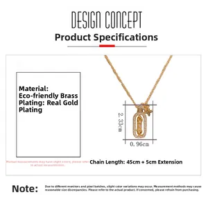 Detailed dimensions of the square star pendant necklace with cubic zirconia