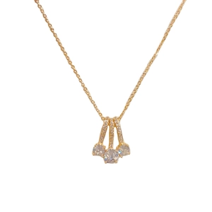 Exquisite gold geometric necklace with three hanging zircons on a delicate cable chain