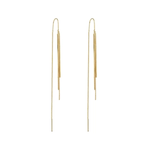 Minimalist gold tassel chain earrings with elegant long drop fringe for women