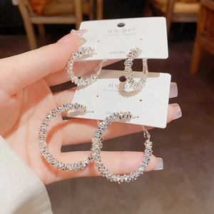 Boucles d'Oreilles Créoles en Cuivre Plaqué Or 14K Vintage Avec Tige en Argent Sterling 925 Zircon Boucles d'Oreilles Femme