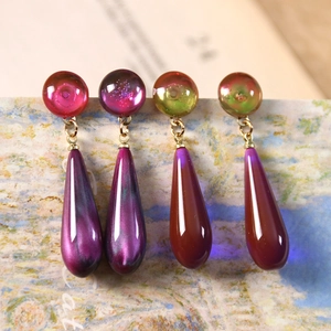 Artistic teardrop resin earrings with starry gradient flow on impressionist background