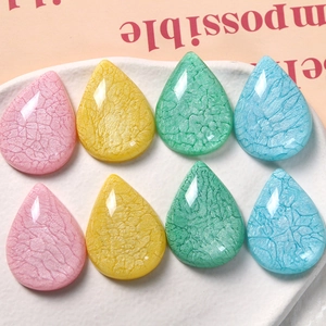Translucent smoky crackle resin water drop pendants in macaron colors for DIY jewelry