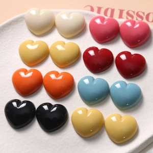 Glossy heart resin charms in multiple colors for DIY hair clips and jewelry making