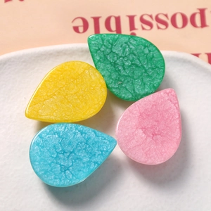 Translucent colorful resin waterdrop charms with marble crack texture for DIY crafts