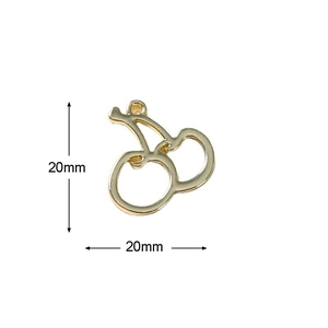 Detail van een 20 mm gouden metalen kersenhanger voor DIY-sieraden en haaraccessoires