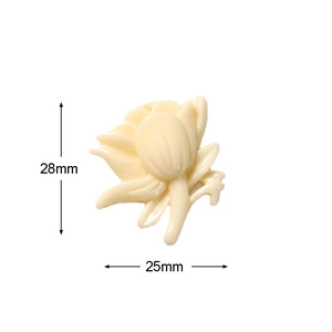 Detailed macro view of cream resin tulip flower patch with 28mm by 25mm dimensions