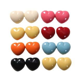 Glossy resin heart-shaped DIY accessories set in 8 vibrant colors for jewelry making