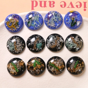 Cabochon in Resina DIY Mezza Sfera Rotonda Con Intarsio in Foglia Oro Argento Catena in Metallo per Orecchini Fermacapelli Cover