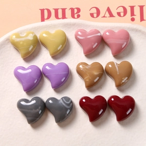 DIY colorful heart resin accessories with marble texture for jewelry and crafts