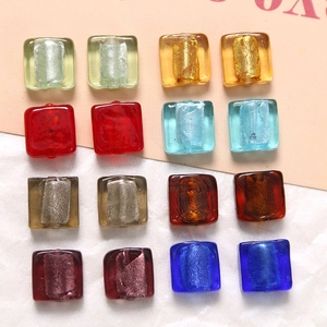 Vintage Bunte Quadratische Glas Lampwork Perlen Mit Metallfolie Handgefertigte Perlen Für DIY Schmuckherstellung Ohrring Halskette Materialien