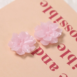 Pearlescent pink resin gardenia flower charms for DIY jewelry and crafts making