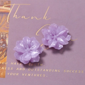 Glittery purple gardenia resin flower charms for DIY jewelry and hair accessory making