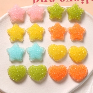 Süße Zucker Granulierte Harz Herz Stern Flatback Charms Für DIY Schmuckherstellung Handyhülle Haarspange Zubehör Dekoration
