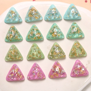 Breloques Triangle en Résine Feuille d'Or Argent Accessoire Bijoux DIY pour Boucles d'Oreilles Barrette Coque de Téléphone