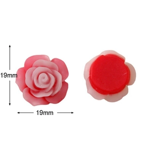 Detailed view of 19mm pink and red resin rose charms for DIY jewelry and phone case crafts