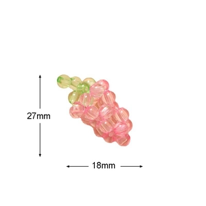 Detail of 27x18mm translucent acrylic grape pendant for DIY jewelry and hair accessories
