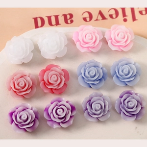 19mm colorful resin rose charms with rubber lacquer finish for DIY jewelry crafts
