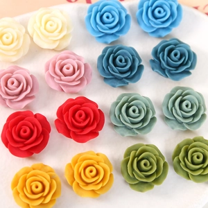 20mm matte resin rose flower charms in multiple colors for DIY jewelry and hair clips