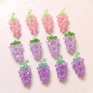 Cute handcrafted 3D acrylic beaded grape charms in pink and purple colors