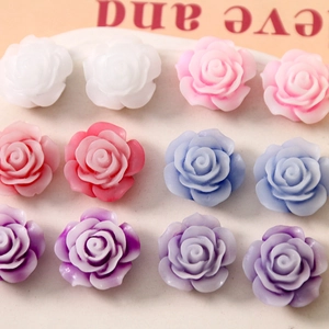 19mm colorful resin rose flower charms for DIY jewelry and hair accessory making
