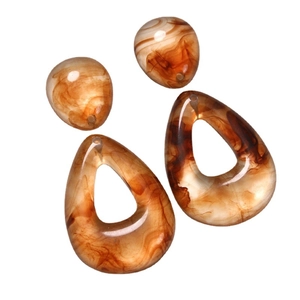 Amber marble resin geometric teardrop and oval pendants for DIY jewelry making accessories