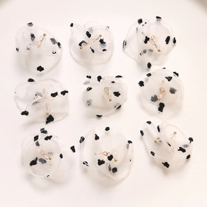 Elegant black polka dot mesh floral charms for DIY jewelry and hair accessory making