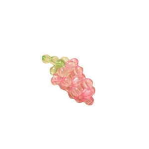 Cute pink 3D acrylic crystal grape charm with green leaf for DIY jewelry making