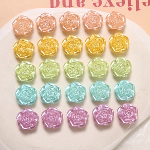 Pearlescent 25-piece colorful rose flower DIY beads for jewelry and crafts in 5x5 grid