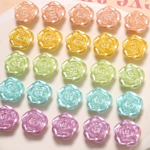 Pearly rose flower beads in macaron colors for DIY jewelry making 25-piece set