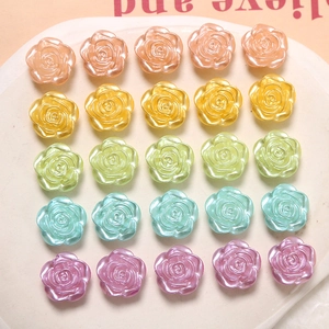 Pearlescent 3D rose flower DIY resin charms in five colors for jewelry making