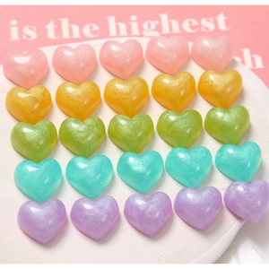 Glitter heart resin cabochons in mixed colors for DIY jewelry and accessory making