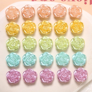 Rose Flower Shape Faux Artificial Pearl Beads With Transverse Hole For DIY Jewelry Making Earrings Hairpin Decoration Resin Beads