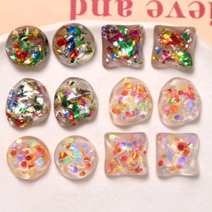 Translucent geometric resin charms with colorful glitters for DIY jewelry and crafts