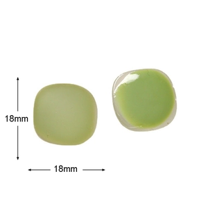 Detail of 18mm translucent green matte resin square charms for DIY jewelry making