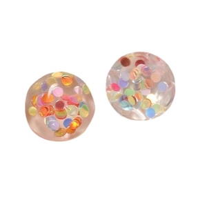 Irregular geometric translucent glitter resin round cabochons for DIY earring and jewelry