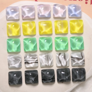 Assorted square resin tiles with marble water ripple patterns for DIY jewelry making