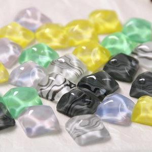 DIY colorful square resin cabochons with marbled patterns for handmade jewelry accessories