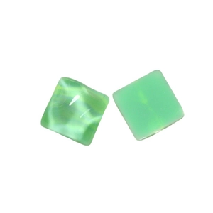 Pair of square green translucent resin cabochons with ripple pattern for DIY jewelry making
