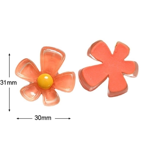 Vue détaillée de fleurs en résine orange 31mm pour bijoux DIY et décor de coque