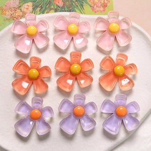 Breloques fleurs en résine translucide pour bricolage de pinces à cheveux et bijoux colorés