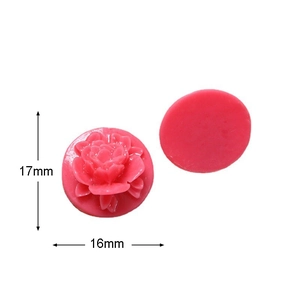 Pink resin flower DIY accessory featuring layered petals and 17mm by 16mm dimensions